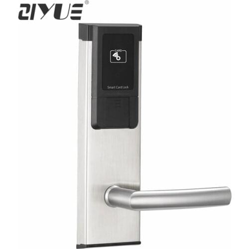 Chrome Electronic Digital RF ID Card Key Hotel Room Door Lock with Free Hotel Software