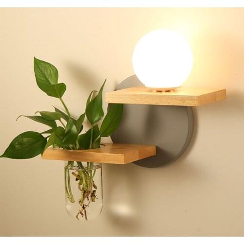 European-style personality bedroom green plants creative balcony living room aisle Japanese green plants LED wall light ZM1113