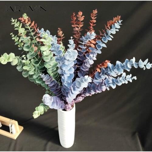 JAROWN Artificial Plant Autumn Eucalyptus Succulent Wedding Decoration DIY Bouquet With Grass Home Flower Arrangement Eucalyptus