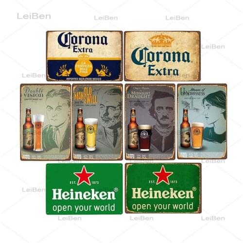Beer Classic Brand Retro Metal Plaque Ice Cold Drink Vintage Metal Tin Sign Wall Sticker Decoration Bar Pub Club Iron Painting