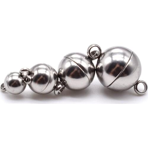 Mibrow 2pcs/lot Stainless Steel Round Magnetic Clasps Size 6mm 8mm 10mm 12mm for Bracelets End Clasps Connectors Jewelry Making