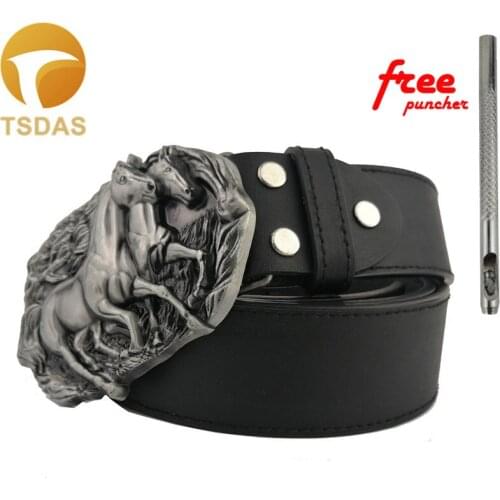 Horse Western Belt Buckle For Men, Silver Animal Belt Buckle Suitable For 4cm Width Belt Mens Christmas Gifts