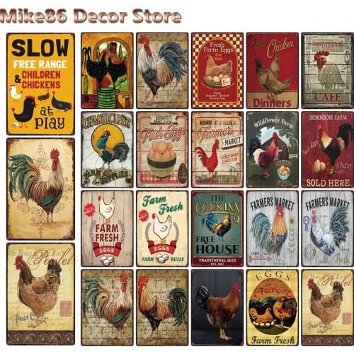 [ Mike86 ] Farm Fresh Eggs Chicken Sold Here Metal Poster Tin Sign Wall Home Man Cave Bar Art Iron Painting Pub S-011 20*30 CM