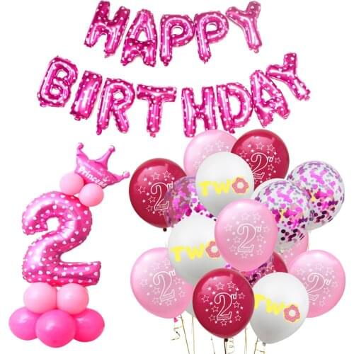 2Nd Birthday Blue Pink Confetti Latex Balloons Kit Baby Boy Girl 2St Birthday i Am Two 2 Years Old Birthday Party Decorations