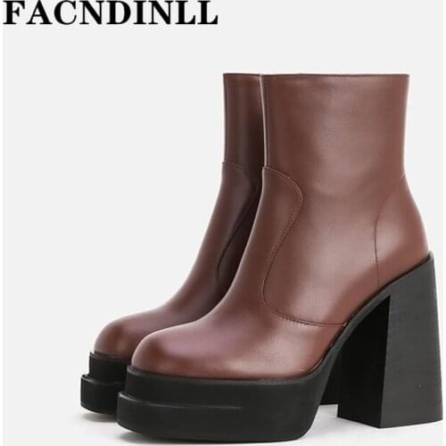 New Brand Fashion Autumn Winter Warm Ankle Boots Women Shoes Chunky High Heels Platform Black Biege Dress Party Short Boots 39