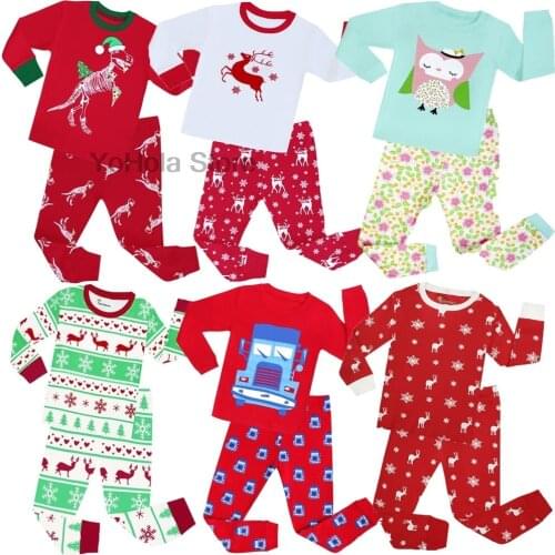 New Christmas Cartoon Sleepwear Pajamas for Baby Full Sleeve Pijamas Infantil 100% Cotton Autumn Kids Boys Girls Clothes 2-8Y