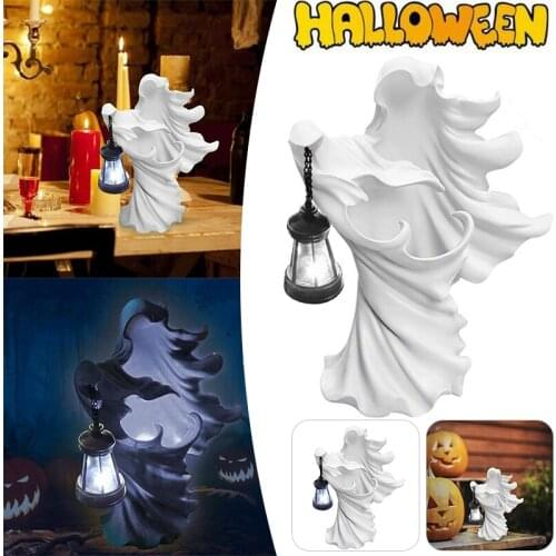 Resin Statue Hell Messenger Lantern Light Halloween Decoration Holiday Party Desktop Ornaments Resin Crafts Garden Decoration