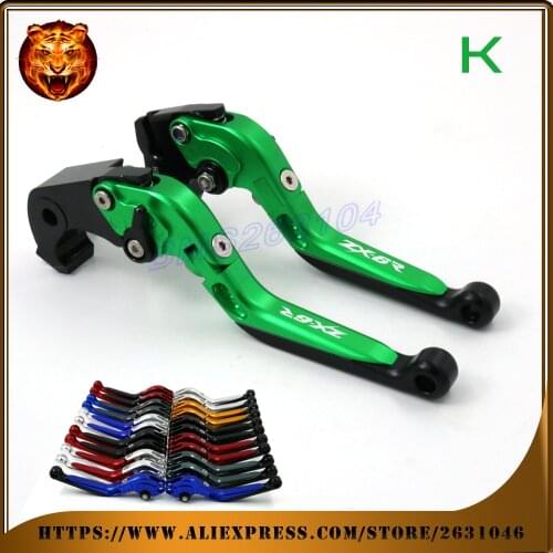 Adjustable Folding Extendable Brake Clutch Lever For kawasaki ZX6R 636 ZX6RR ZX636R With logo Motorcycle 2015 2014 2012