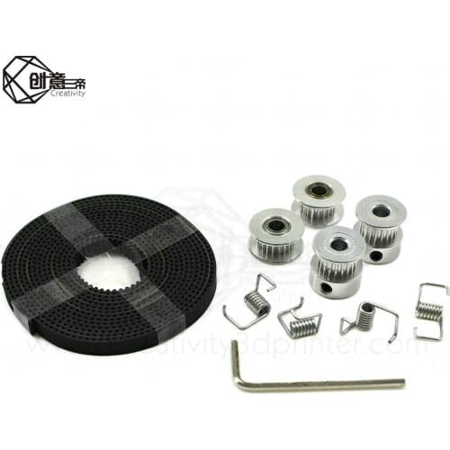 2X GT2 Pulley 20 Teeth Bore 5mm + GT2 6mm Timing Belt & 2X Idler 4X Tensioner for 3D printer RepRap
