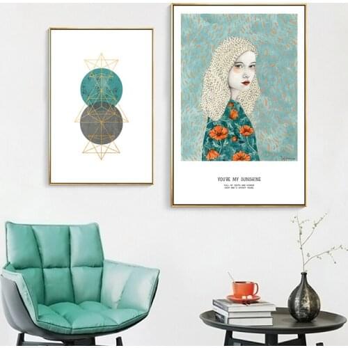 Nordic Flower Girl You are my sunshine Fresh Posters And Prints Canvas Art Painting Wall Pictures For Living Home Decor картины