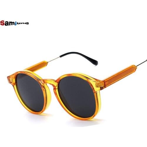 Samjune Cool Lady Sunglasses Round Sunglasses Women Brand Designer Coating Mirror Sun glasses Female High Quality Eyewear UV400