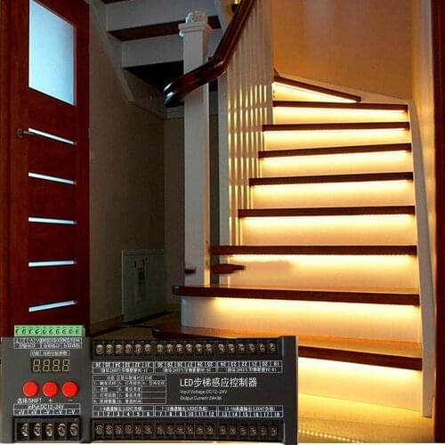 LED Motion Sensor Stair Dimming Light Wireless Indoor Flexible Strip Step Staircase Lamp Running 12V Single color / Addressable