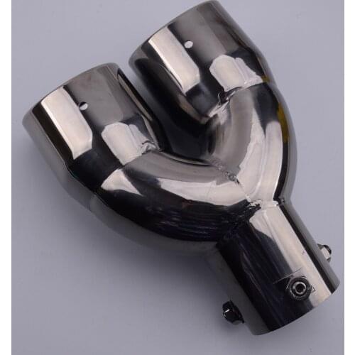 Titanium Black 63MM 2.5'' Inlet Dual Rear Muffler Exhaust Tip Tail Pipe Outlet Universal