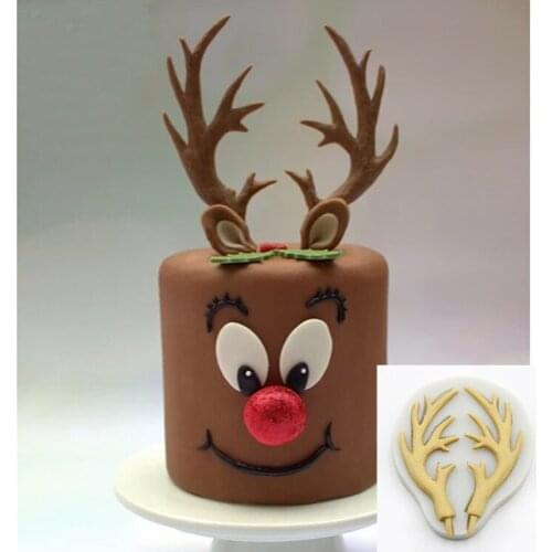 Adorabe Antler fondant cake mold for Christmas chocolate cake decoration mold