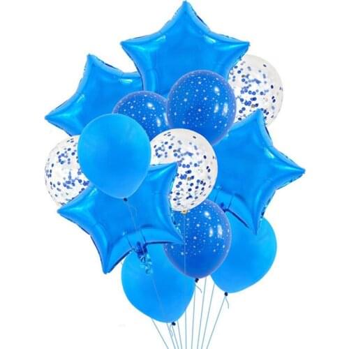 Boy Blue Theme First Birthday Air Latex Confetti Foil Balloons Baby Shower Boy Girl Air Ball Kids Party Balloons Decorations
