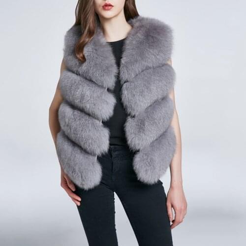 High Quality Fur Vest Coat Luxury Faux Fox Warm Jackets Solid Winter Fashion Furs Women Vests Coats Jacket Sleeveless Outerwear