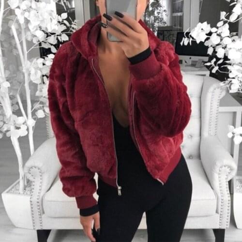 Women Winter Long Sleeve Zip Up Hooded Cardigan Jacket Fuzzy Plush Velvet Outwear Solid Color Oversized Thicken Warm Coat with P