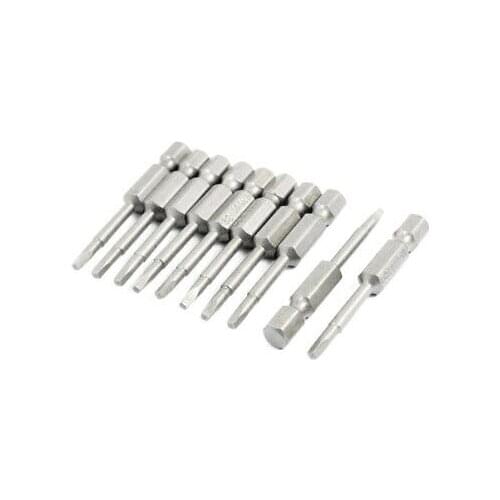 10 Pcs 1/4" Hex 50mm Length 2mm x 2mm HSS Square Head Screwdriver Bits