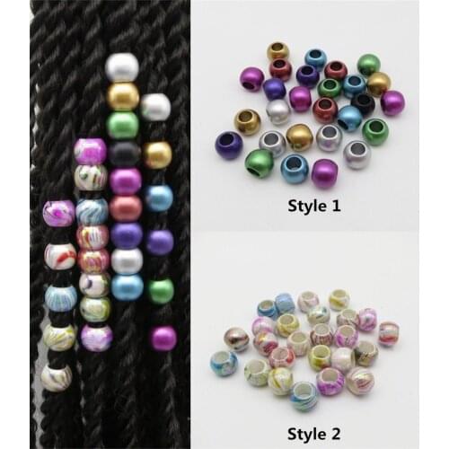20pcs-50pcs Crochet Braids Acrylic Round hair braid dread dreadlock Beads rings tube for kids girls women Accessories