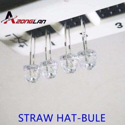 20PCS Transparent Blue LED Straw Hat 5mm LED Diode Light Emitting Diode