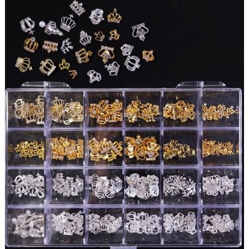 240pcs (24*10)Alloy Zircon Nail Art Charms Mixed Shaped Luxury Crystal Piercing Rhinestones For Metal Decor Nail Accessories