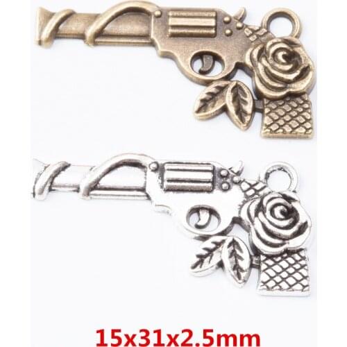 35 pieces of retro metal zinc alloy gun pendant for DIY handmade jewelry necklace making 7273