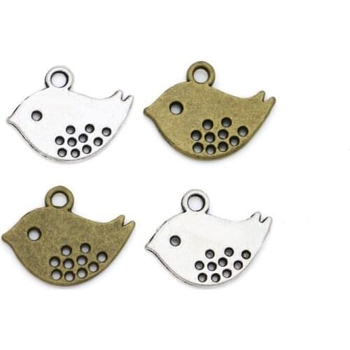 50pcs Tibetan Silver Plated Zinc Alloy owl Bird Charms Pendants for Jewelry Making Findings DIY Handmade Craft 13x16mm