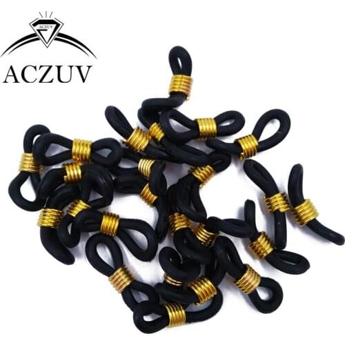 500pcs 20x5mm Gold Adjustable Black Rubber Glasses Lanyard Cord Ends for Sunglass Eyeglass Chain Holder Accessories RGL002