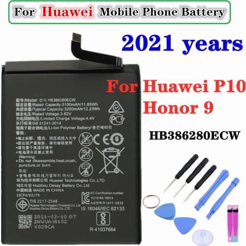 3200mAh HB386280ECW Phone Battery For Huawei Ascend P10 Honor 9 Honor9 High Quality Replacement Batteries With Tools