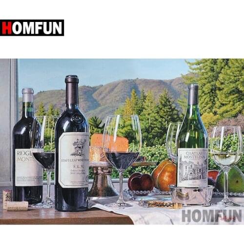 HOMFUN 5D DIY Diamond Painting Full Square/Round Drill "Red wine cup" Embroidery Cross Stitch gift Home Decor Gift A09325