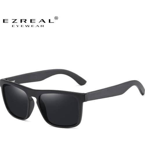 EZREAL Square Vintage Black Frame Sunglasses Bamboo Men Women Wood Sun Glasses Retro Polarized oculos Brand