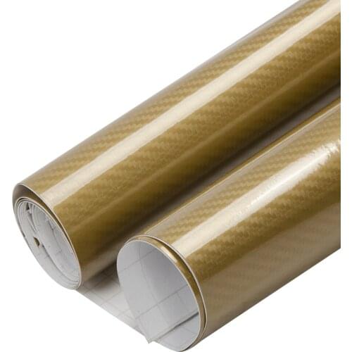 HOHOFILM 1.52x20m Roll Gold 5D Glossy Carbon Car Wrap Fiber Vinyl Car Body Interial Wrap Sticker Air Release Film 60''X65.6ft