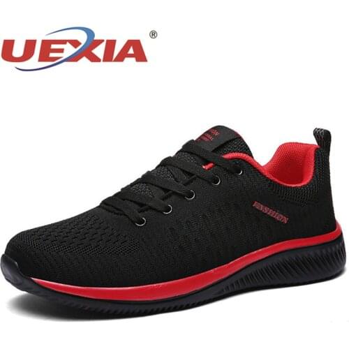 UEXIA Fashion Mesh Men Casual Shoes Lac-up Lightweight Outdoor Comfortable Breathable Walking Sneakers Tenis Feminino Zapatos