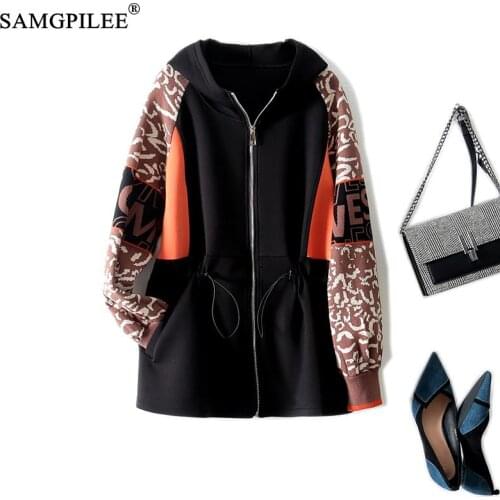 Samgpilee Women winter jacket 2021 New Womens Coats Casual Full sleeve Patchwork O-neck Zipper Loose Outerwear Woman windbreaker