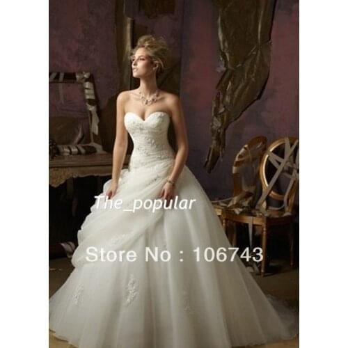 2016 hot Top Fasion Floor-length A-line Sweetheart Dresses free Shipping New White/ivory Sexy Corset Tights Wedding Dress Custom