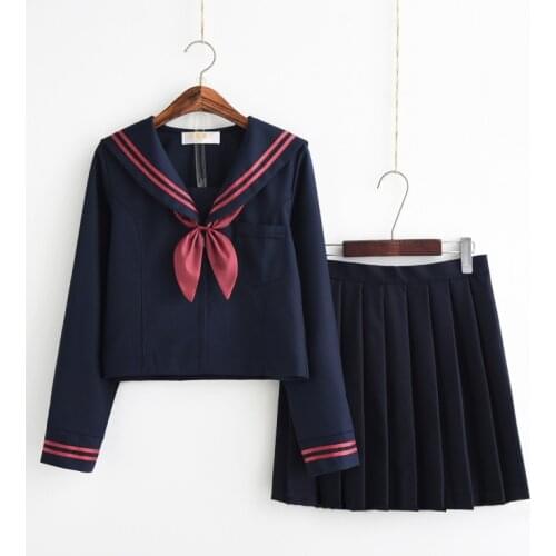 New 2021 Sailor Japanese School Girl Cosplay Suits Short Long Sleeve Shirt Pleated Skirt Student Stage Performance Class Uniform