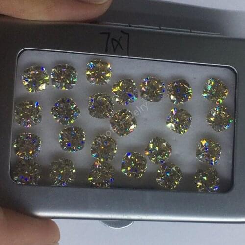 Hot Sale VVS1 Light Champagne Color Cushion Shape Princess Cut Moissanite Stone For DIY Jewelry Accessories