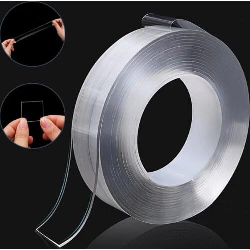 1/3/5M Reusable Nano Tape Double Sided Adhesive Multipurpose Tape Waterproof No Trace Washed Loop Disks Tie Glue Home Bathroom