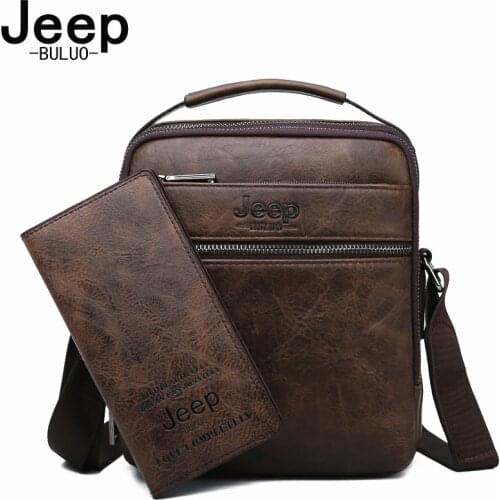 JEEP BULUO Men Bag Famous Men Shoulder Messenger Bags Split Leather Designer Crossbody Tote Men Fashion Business High Quality