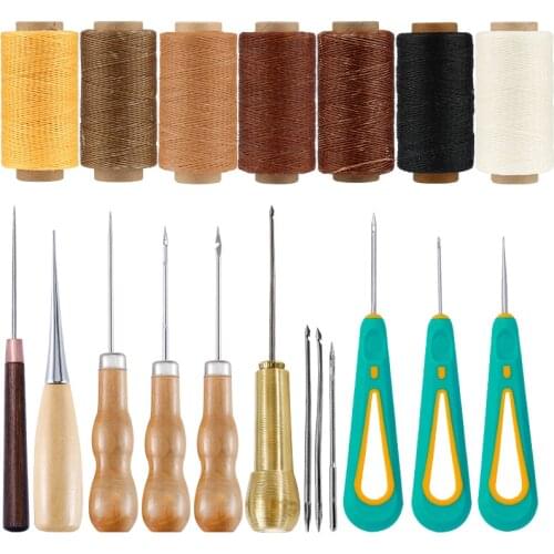 KAOBUY Sewing Tools Kit Large Waxed Thread Leather Sewing Awl for DIY Leather Shoemaker Shoes Bags Stitching Repair