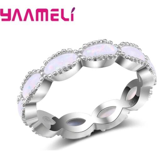 New Design Staggered 925 Silver Wedding Rings For Women Charms Queen Princess Ring Pink Opal Bridal Engagement Jewelry