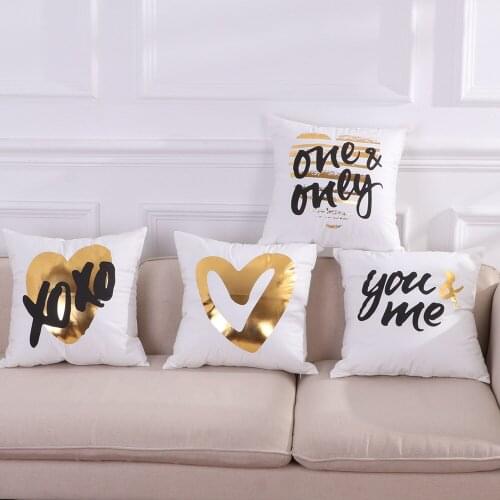 Wholesale Super Soft Velvet Bronzing Pillow Cover Heart Cushion Cover Pillow Case decorative Throw Pillow 45x45cm wedding gift