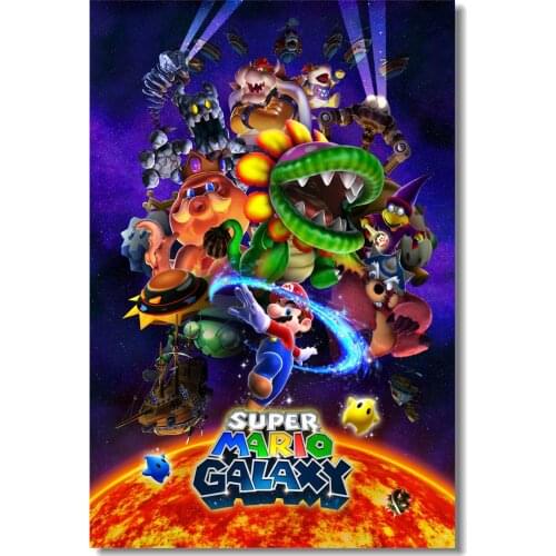 Custom Canvas Wall Decor Super Smash Bros Galaxy Poster Bowser Koopa Wall Sticker Mural Game Wallpaper Kids Room Decal #0494