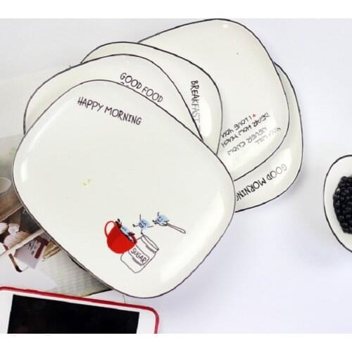 Rectangular Ceramic Dish tableware Fruit Salad Cake Dessert Plate Cartoon Breakfast Plates Kitchen Decoration Dinnerware