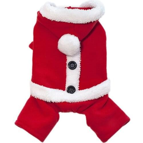 Christmas Dog Clothes Winter Fleece Warm Pet Jumpsuit Christmas Dog Dress Clothes New Year Xmas Gifts