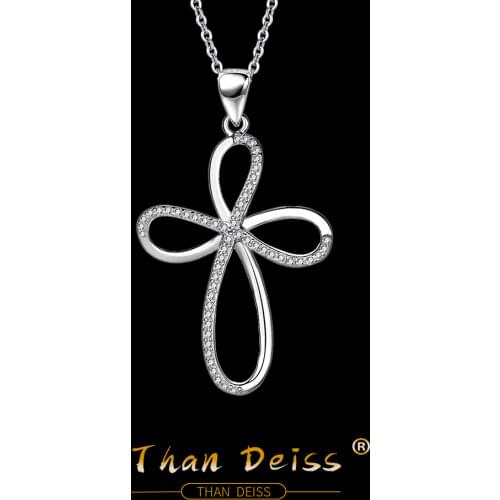 S925 Sterling Silver Micro Inlay cross necklace for women leaf Jewelry Pendant Fashion Simplicity Simplicity Clavicle Chain