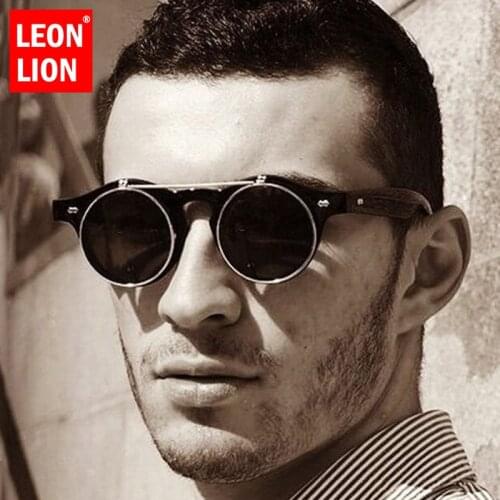 Leonlion Classic Punk Sunglasses Men Vintage Round Sunglasses Women 2021 Luxury Brand Shades for Women Wholesale Gafas De Sol