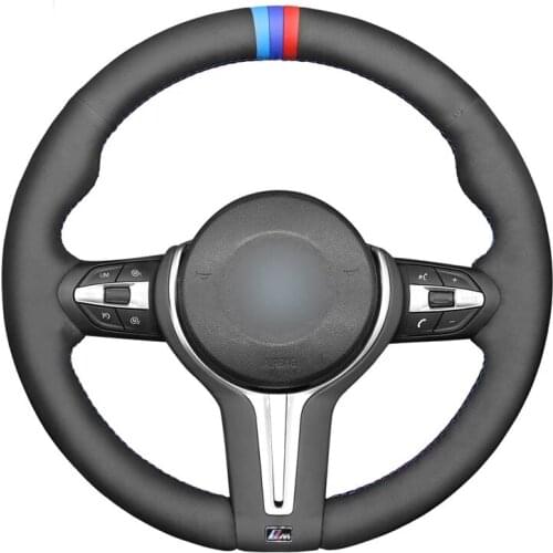 Hand-stitched Black Suede Car Steering Wheel Cover for BMW M2 F87 M3 F80 M4 F82 F83 M5 F10 M6 F06 F12 F13 X5 M F85 X6 F86 2015