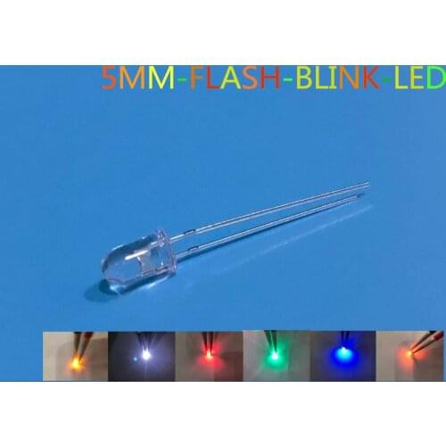 1000pcs 5mm LED Diodo Flash Light Emitting Diode Brightnes White RED Blue Green Yellow RGB Orange Blinking 2Pin Clear Lampada