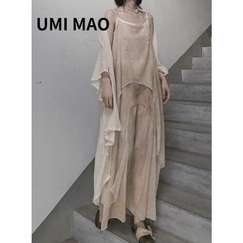 Driftwood / Homemade Yamamoto Niche Retro Style Super Fairy Three-layer Stitching Hand-dyed Cotton And Linen Suspender Skirt